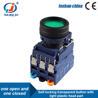 Huaqingjun bouton Transparent Led vert autobloquant pas de commutateur de bouton poussoir NC pour PLC