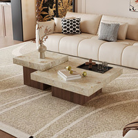 Wohnzimmermöbel Moderner Quadratischer Kreativer Couchtisch Luxuriöser Wohnzimmer-Schiefertisch Eckiger Beistelltisch