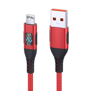 OEM 1M 2M 3M สายถัก USB AM ถึง8 Pin สาย5V 2.4A C TO L พร้อมจอแสดงผลดิจิตอล kabel USB ladekabel สำหรับ <span class=keywords><strong>iPhone</strong></span> 14 13 <span class=keywords><strong>12</strong></span> - Product Image 3