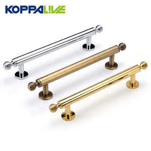 Poignée de tiroir en laiton massif côtelé style Art Déco Koppalive, bouton de meuble de luxe, poignée de porte de placard de cuisine 128 mm, doré - Product Image 1