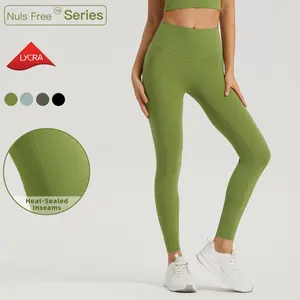 Оптовая продажа, нейлоновые мягкие спортивные штаны Inseam, женские Леггинсы для йоги с высокой талией на заказ