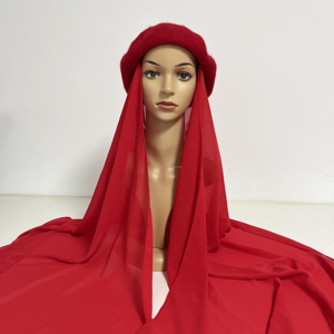 Chapeau béret musulman de style français pour femmes <span class=keywords><strong>avec</strong></span> <span class=keywords><strong>hijab</strong></span> instantané en mousseline de soie Châle et écharpe d'été tout-en-un en mousseline de soie - Product Image 6