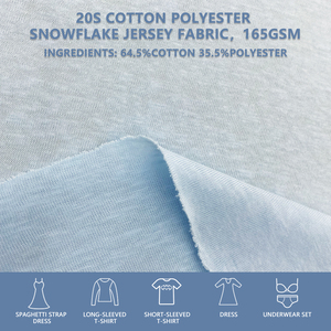 Tela de punto de jersey sencillo de algodón y poliéster 20S con diseño de copo de nieve, 180 cm de ancho, 190 g/m², suave, para camisetas, camisetas básicas y prendas de vestir. - Product Image 4