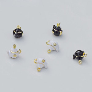 Pendentif théière 3D en alliage noir et blanc pour la fabrication de bijoux, accessoires DIY, vente en gros - Product Image 2