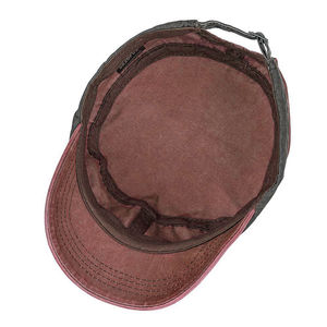 หมวกแก๊ปทรงแบนสีเขียวมะกอกสไตล์วินเทจคุณภาพสูง ผ้าฝ้ายฟอกแบบดิสเทรส สำหรับผู้ชาย - Product Image 3