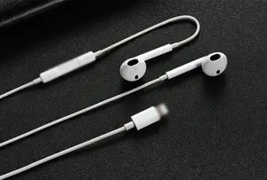 Earpod dengan Konektor Petir untuk Apple Mfi Earphone Berkabel Headphone dengan Mikrofon untuk Iphone 7/8/X/11