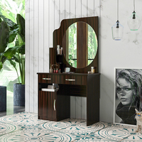 Coiffeuse moderne avec miroir, meuble de rangement, coiffeuse de maquillage, coiffeuse de chambre marron, Offre Spéciale