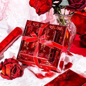 orignal pink and <b>red</b> holographic iridescent metallic hearts and bow foil wrapping <b>paper</b> for Valentine's Day and wedding - Product Image 4