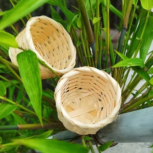 Bamboo Woven <b>Baskets</b> Small Round Natural For <b>Storage</b> Desk Organizer Eco Friendly Craft Decor Living Room Office Use - Product Image 1