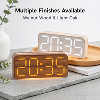 Jam Meja Digital LED Minimalis Berbahan Kayu dengan Alarm, Kalender, Temperatur & Kontrol Kecerahan 3-Tingkat OEM