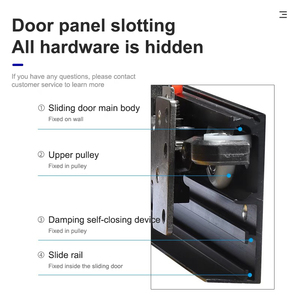 Quincaillerie magique pour salon, système de poulie invisible sans cadre, piste cachée, porte fantôme coulissante pour salle de bain - Product Image 2