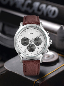 Reloj de Cuarzo TOMI de Lujo, Deportivo y Elegante, con Movimiento <span class=keywords><strong>Seiko</strong></span>, Correa de Cuero, Caja de Aleación y Esfera con Manecillas - Product Image 2