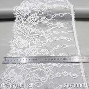 Tessuto francese in pizzo Chantilly largo 26cm 100% Nylon per <span class=keywords><strong>donna</strong></span> pizzo bianco per ciglia - Product Image 5