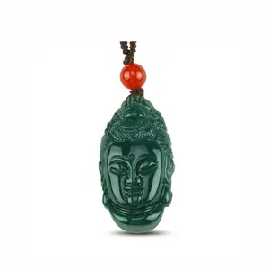 Bianco 18k All'ingrosso di Legno Intagliato Avorio Oro Verde del Buddha di Giada Pendente