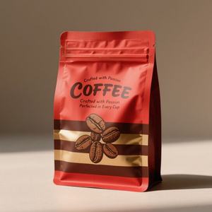 Sachet d'emballage alimentaire autoportant à fond plat avec logo imprimé personnalisé pour céréales, biscuits, café, chocolat - Product Image 2