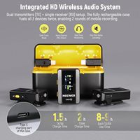 Microphone Lavalier Sans Fil Professionnel Neewer CM28 avec Boîtier de Charge, Réduction de Bruit en 1 Clic, Stockage Interne 4 Go