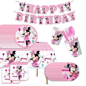 Kit de Décorations et Fournitures pour Fête d'Anniversaire <span class=keywords><strong>Minnie</strong></span> Mouse pour 10 Invités, Incluant Bannière, Nappe et Assiettes Jetables - Product Image 6