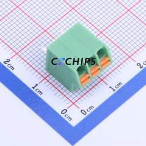 KF250NH-3.5-3P Spring Terminal Block Through hole Component (THT),P=3.5mm Connector 1x3P 3.5mm Green 3P - Product Image 1