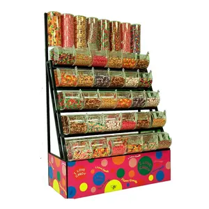 Espositore per caramelle a colori permarket contenitore sfuso piccoli scaffali per snack per minimarket