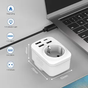 ヨーロッパのトラベルプラグアダプターEUから英国への国際電源アダプター (USB C EUコンセント付き) 5in1プラグアダプターUSB急速充電