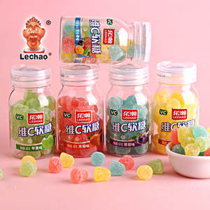 Gumdrop Vitamin C Fruchtiges Aroma Weiche Gummibärchen Zucker beschichtete Dekoration Halal Süßigkeiten Süßigkeiten in der Flasche verpackt - Product Image 1