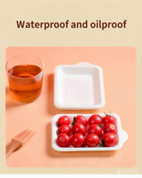 Assiettes rectangulaires biodégradables en bagasse avec rebords surélevés, plateaux jetables écologiques en pulpe de canne à sucre pour fêtes et pique-niques
