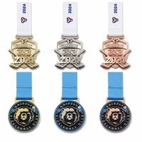 Médailles personnalisées bicolores or et argent avec logo gravé pour trophée de course de marathon