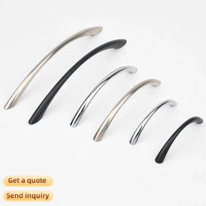 Poignées de <span class=keywords><strong>meuble</strong></span> modernes en nickel brossé, tirants de tiroir incurvés en Zamak massif, base angulaire, quincaillerie pour armoire et <span class=keywords><strong>cuisine</strong></span> - Product Image 2