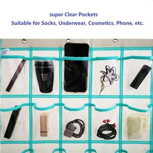 <b>Hanging</b> Closet Organizer 30 Pockets Clear <b>Storage</b> Bag For Jewelry Phone Calculator Over Door <b>Wall</b> Mount Beige Non Woven Fabric - Product Image 4
