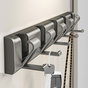 Porte-manteau mural invisible sans perçage, pliable, gris, design minimaliste pour salle de bain, entrée, arrière de porte, rangement - Product Image 4