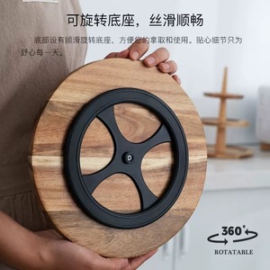 ถาดวางเค้กไม้ทรงกลมสีน้ำตาลเข้ม สำหรับตกแต่งโต๊ะงานแต่งงาน - Product Image 5