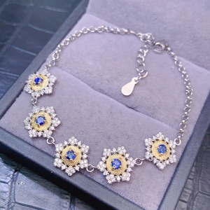 Sconto stile classico 925 argento Sterling naturale zaffiro braccialetto regalo perfetto per le donne - Product Image 5