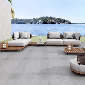 Cojín de cuerda tejida de teca y metal, <span class=keywords><strong>muebles</strong></span> de jardín de <span class=keywords><strong>mimbre</strong></span>, juego de sofá de ratán de plástico para exteriores para comedor, villas, patios - Product Image 5