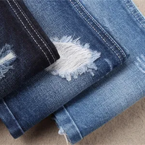 Calça jeans de algodão 100%, tecido rígido de hatch slub