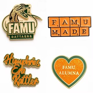 Insignias de Esmalte Personalizadas de la Universidad <span class=keywords><strong>HBCU</strong></span> Florida A&M, Insignias de Esmalte de los Rattlers de FAMU, Insignias de Esmalte de la Universidad FAMU para Antiguos Alumnos - Product Image 1