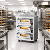 Four à pâtisserie électrique professionnel à 3 niveaux et 6 plateaux, avec une large plage de température allant jusqu'à 400 °C, pour les pizzerias, les boulangeries et les restaurants commerciaux