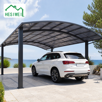 Abri de voiture double gris minimaliste moderne, structure en aluminium électrophorétique anti-corrosion, pour maisons de luxe, OEM ODM, auvent multifonctionnel