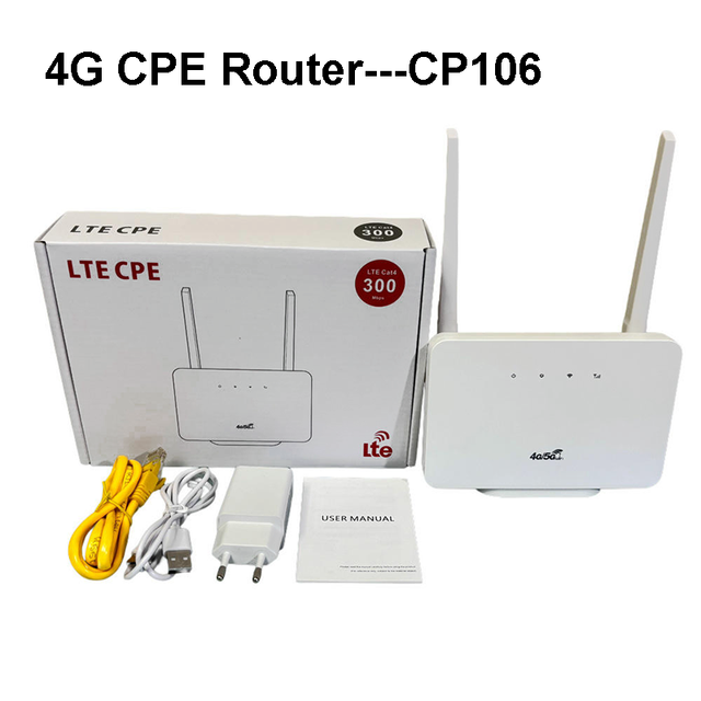 CP106 Wholesale Price SIM Card Slot 2.4G WiFi 300Mbps Support 10 Devices Customizable Single Port Home Use Router 4G CPE Router