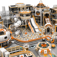 Équipement de terrain de jeu intérieur commercial pour enfants, thème capsule spatiale personnalisée 2026, avec trampoline, toboggan, structure d'escalade et piscine à balles