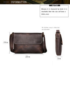 Bolso Bandolera de Cuero Genuino para Hombre, Estilo Retro Simple, Gran Capacidad, para Laptop de 8 Pulgadas, Venta al Por Mayor - Product Image 6