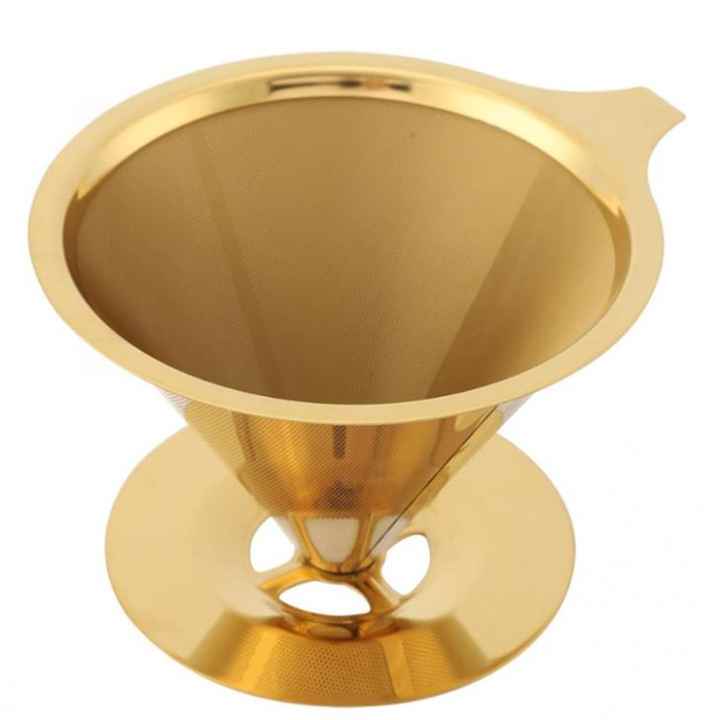 Stainless Steel Pour Over Gold Basket Reusable Ear Metal Coffee