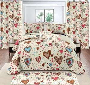 Factory Wholesale Customizable Bedding Set 3D Printing 3PC-9PC Microfiber Curtain Bedding Set