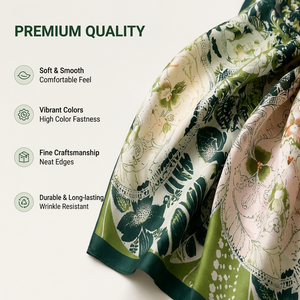 Écharpe carrée de luxe à motifs floraux et géométriques, imprimée sur mesure, effet soie, bandana tendance, design personnalisé, fabricant OEM ODM - Product Image 3