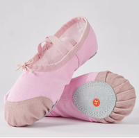 Ballerines classiques Tan et blanches chaussures de danse de ballet en toile marron pour femmes, filles et enfants