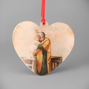 Pendentif religieux catholique chrétien en forme de cœur en résine synthétique PE durable, fabriqué à la main, Saint Joseph, pour les fêtes - Product Image 1