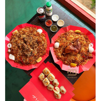 Nouvelle conception de boîte à riz en carton pour restaurant halal Kabsa, pliable, hexagonale, en papier, pour l'emballage de poulet Mandi