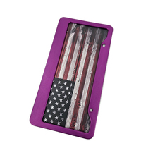 LongYang Auto – Cache-plaque d'immatriculation en aluminium personnalisé pour voitures américaines, luxe violet/argent, qualité supérieure, rabattable