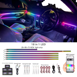 Éclairage d'ambiance intérieur de voiture LED 12V multicolore avec contrôle par application mobile - Product Image 1