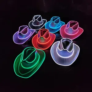 Pafu Colorful LED Light Up Hat Adult Cowboy Cowgirl Hat for Halloween Christmas Party EDC Cosplay costume Hats