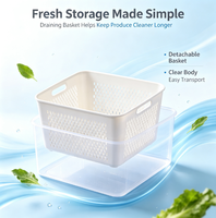 Conteneur de stockage alimentaire empilable de 1,7 L en PET transparent avec passoire amovible pour réfrigérateur, fruits et légumes
